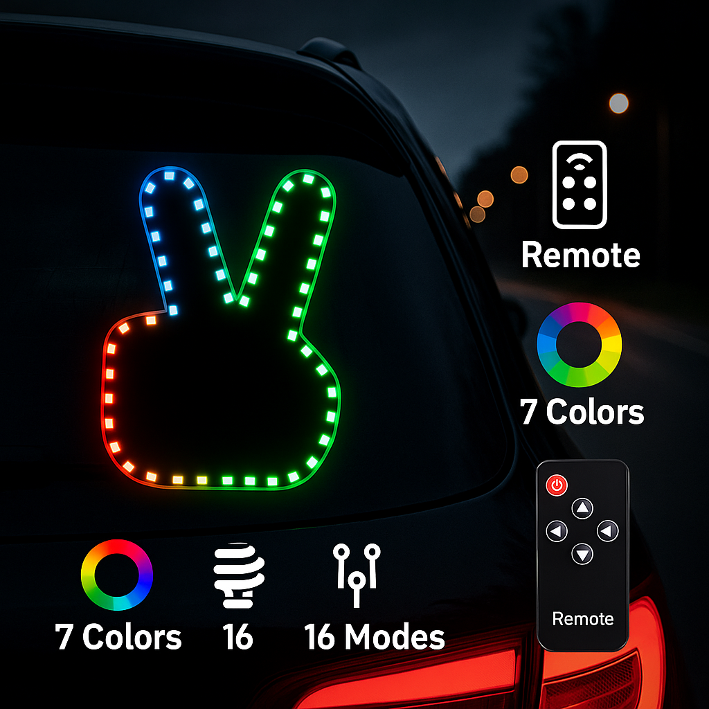 Funny Car Finger Light – LED Ambient Warning Lamp with Remote Control