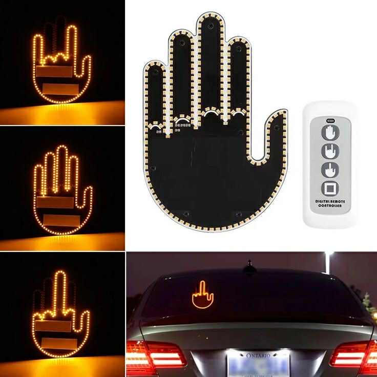 Funny Car Finger Light – LED Ambient Warning Lamp with Remote Control
