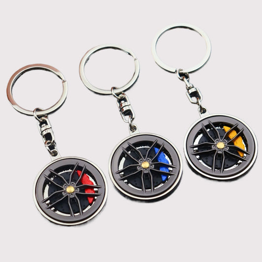 Rotatable Wheel Rim Car Keychain