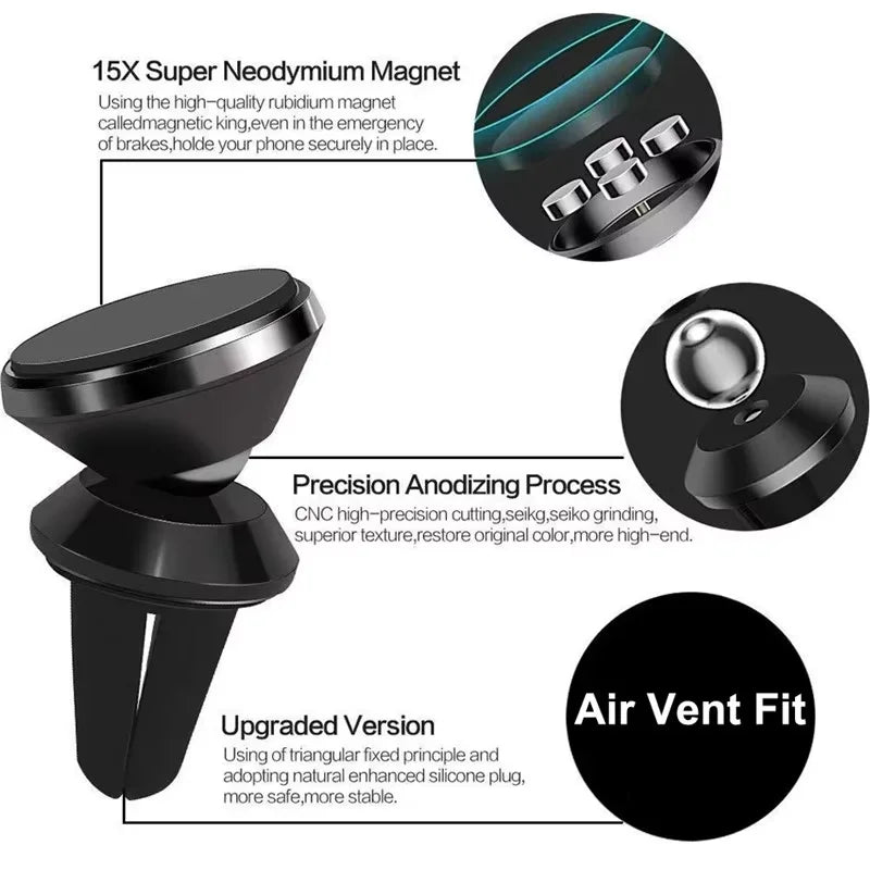Magnetic Car Phone Holder – 360° Adjustable Vent Mount